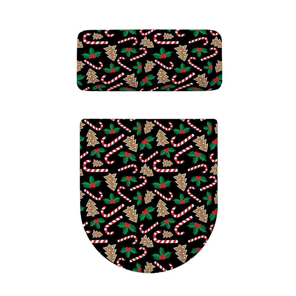 Christmas Cookie And Candy Pattern Print Toilet Lid And Tank Cover Set