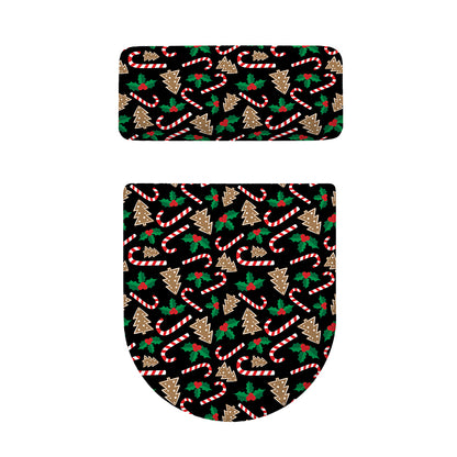 Christmas Cookie And Candy Pattern Print Toilet Lid And Tank Cover Set