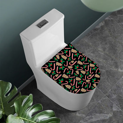 Christmas Cookie And Candy Pattern Print Toilet Lid Cover
