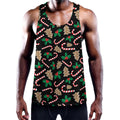 Christmas Cookie And Candy Pattern Print Men's Workout Tank Top