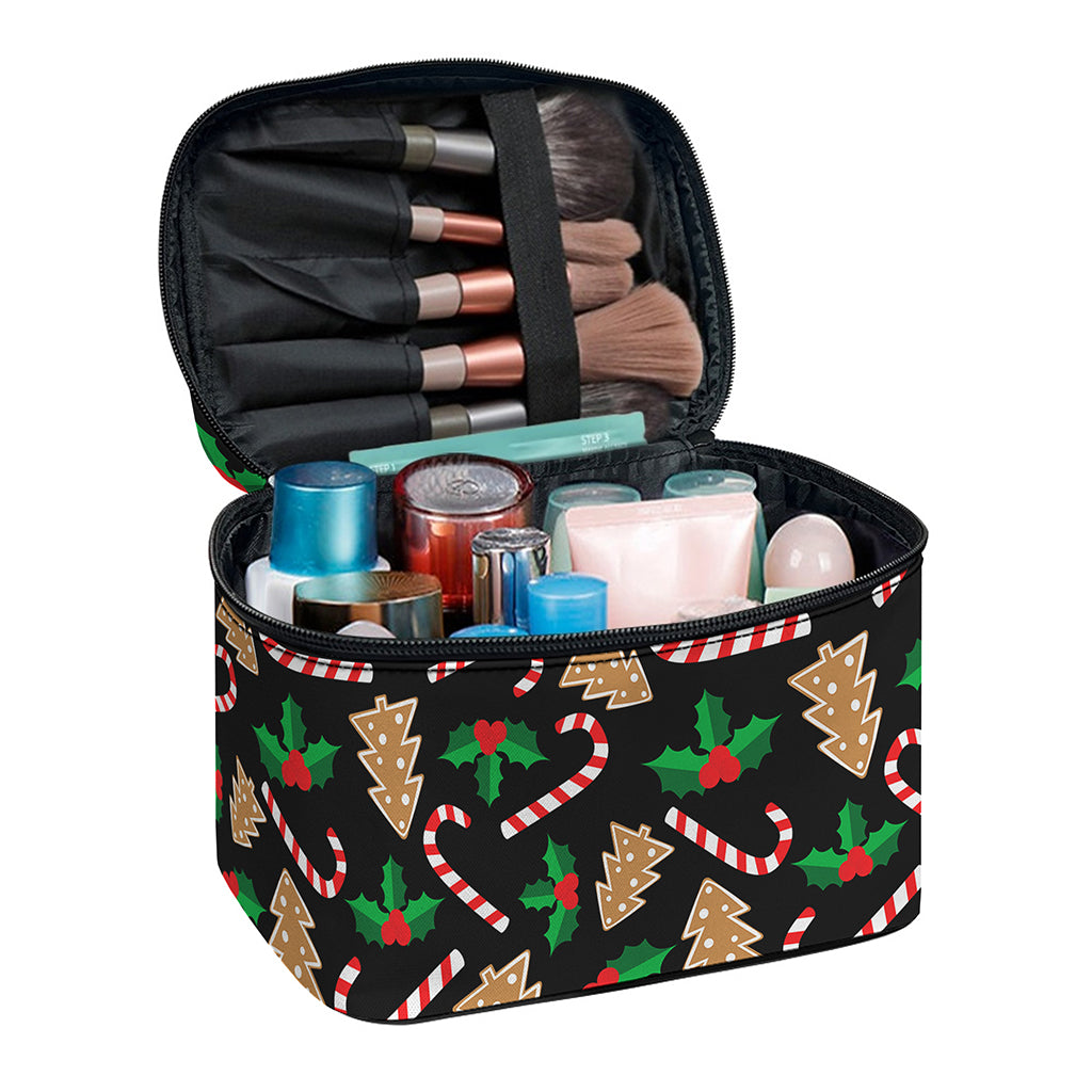 Christmas Cookie And Candy Pattern Print Travel Makeup Bag