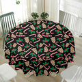 Christmas Cookie And Candy Pattern Print Waterproof Round Tablecloth
