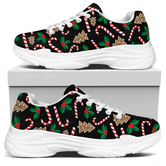Christmas Cookie And Candy Pattern Print White Chunky Shoes