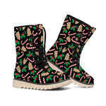 Christmas Cookie And Candy Pattern Print Winter Boots