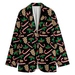 Christmas Cookie And Candy Pattern Print Women's Blazer