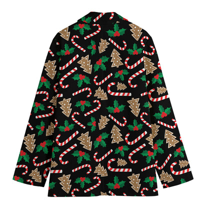 Christmas Cookie And Candy Pattern Print Women's Blazer