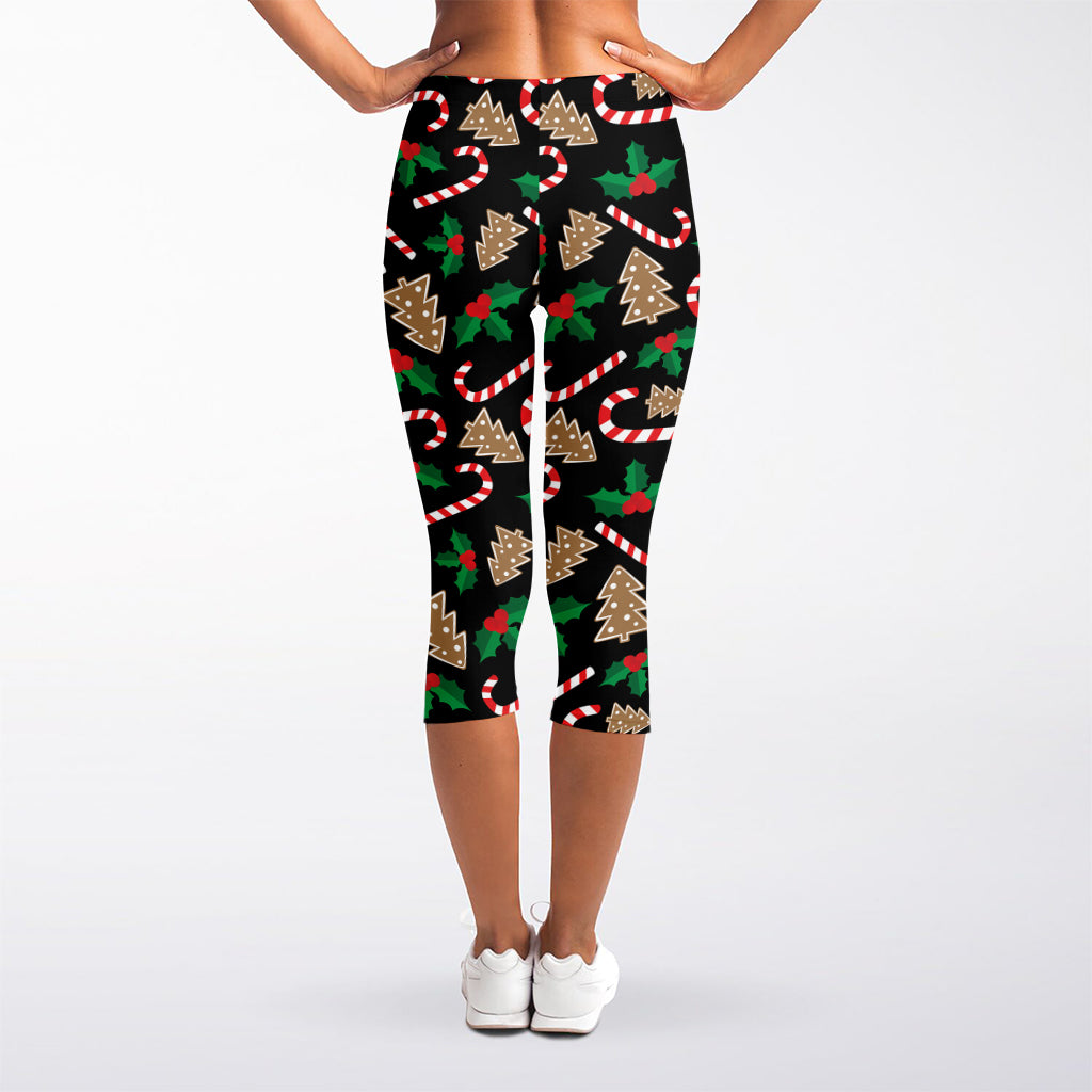Christmas Cookie And Candy Pattern Print Women's Capri Leggings