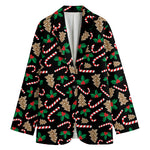 Christmas Cookie And Candy Pattern Print Women's Cotton Blazer