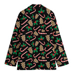 Christmas Cookie And Candy Pattern Print Women's Cotton Blazer