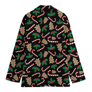 Christmas Cookie And Candy Pattern Print Women's Cotton Blazer