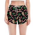 Christmas Cookie And Candy Pattern Print Women's Split Running Shorts