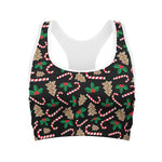 Christmas Cookie And Candy Pattern Print Women's Sports Bra