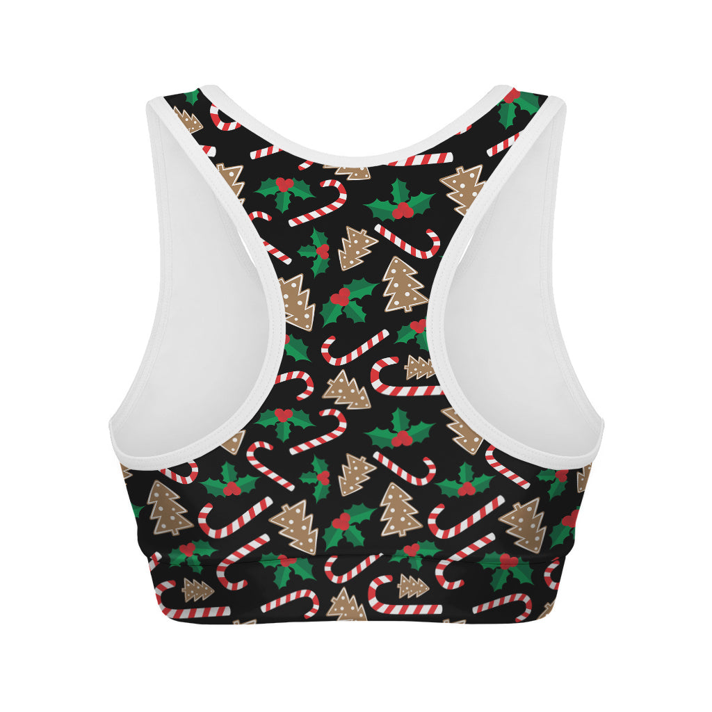 Christmas Cookie And Candy Pattern Print Women's Sports Bra