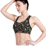 Christmas Cookie And Candy Pattern Print Women's Sports Bra
