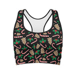 Christmas Cookie And Candy Pattern Print Women's Sports Bra