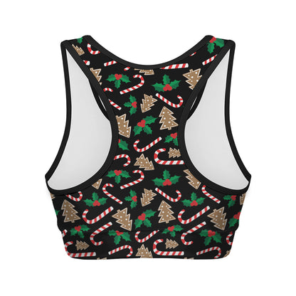 Christmas Cookie And Candy Pattern Print Women's Sports Bra