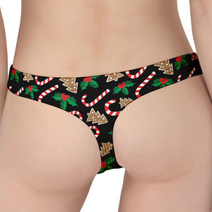 Christmas Cookie And Candy Pattern Print Women's Thong