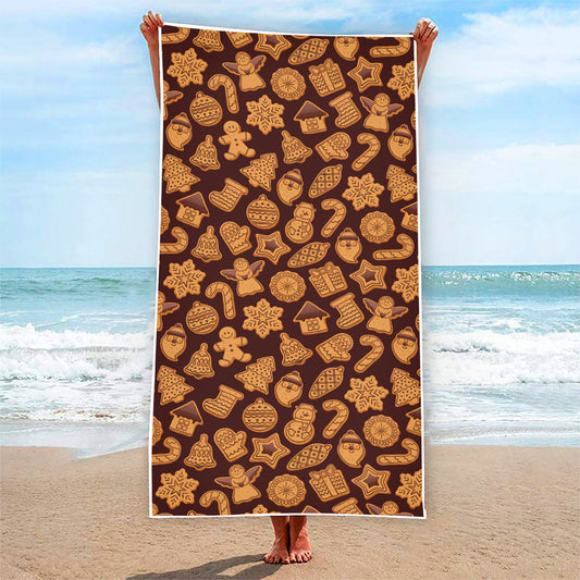 Christmas Cookies Pattern Print Beach Towel
