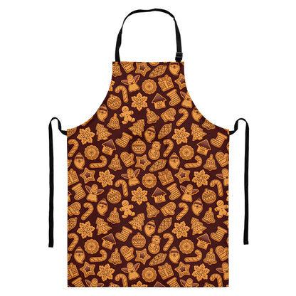 Christmas Cookies Pattern Print Bib Apron With Pocket