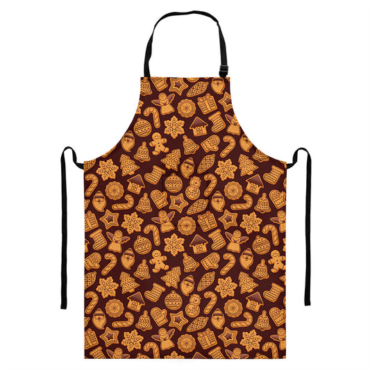 Christmas Cookies Pattern Print Bib Apron With Pocket
