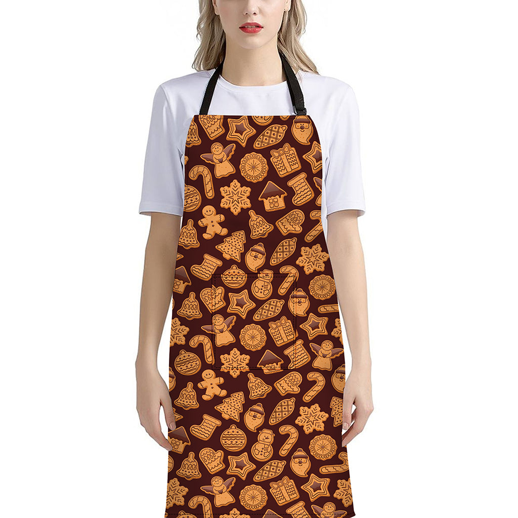Christmas Cookies Pattern Print Bib Apron With Pocket