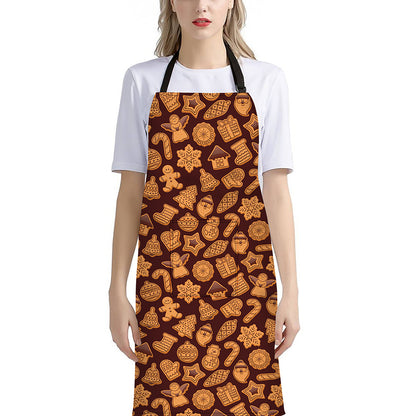 Christmas Cookies Pattern Print Bib Apron With Pocket