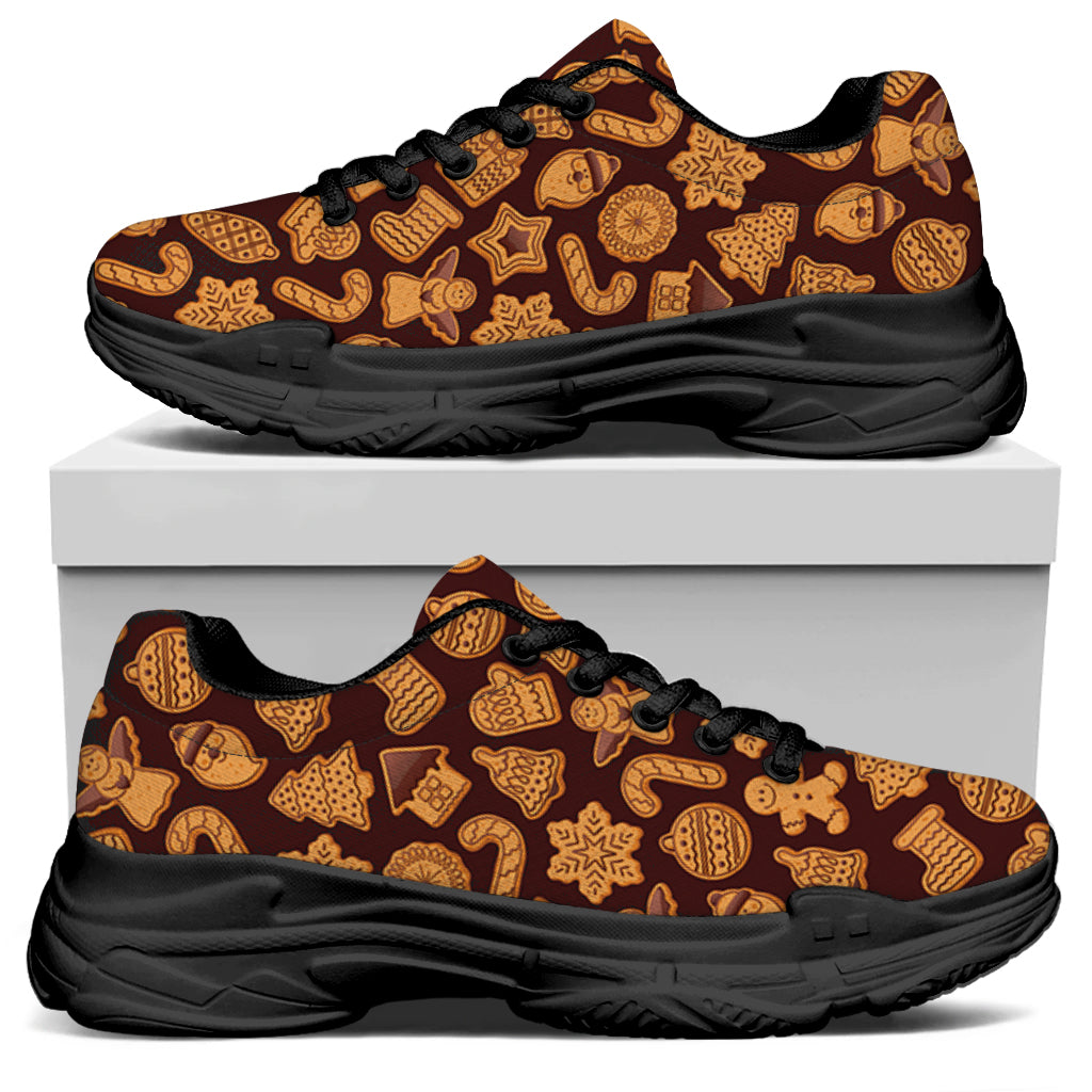 Christmas Cookies Pattern Print Black Chunky Shoes
