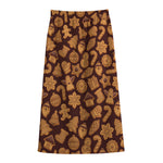 Christmas Cookies Pattern Print Cotton Front Slit Maxi Skirt