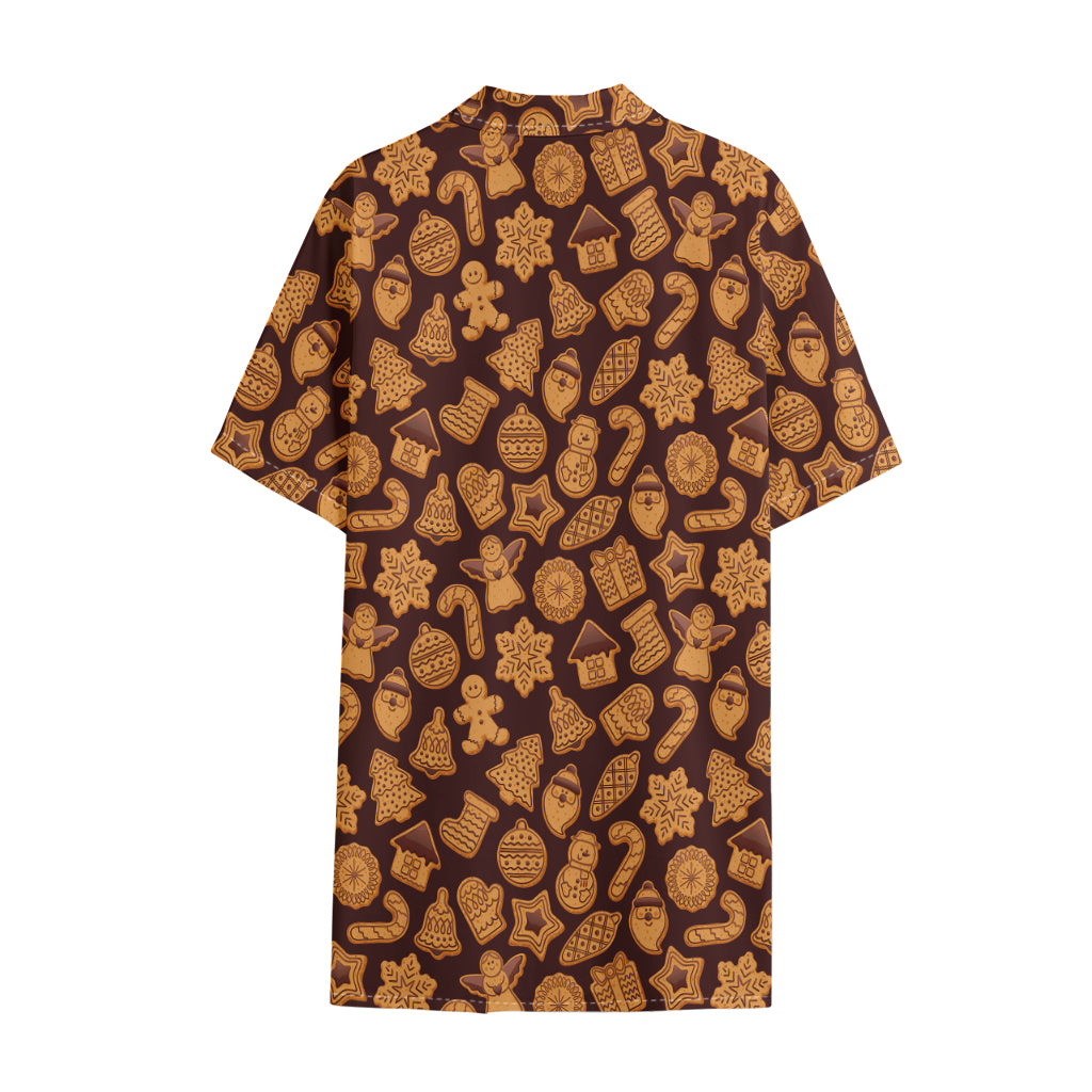 Christmas Cookies Pattern Print Cotton Hawaiian Shirt