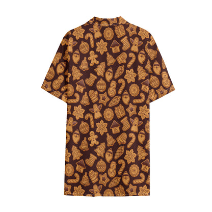 Christmas Cookies Pattern Print Cotton Hawaiian Shirt