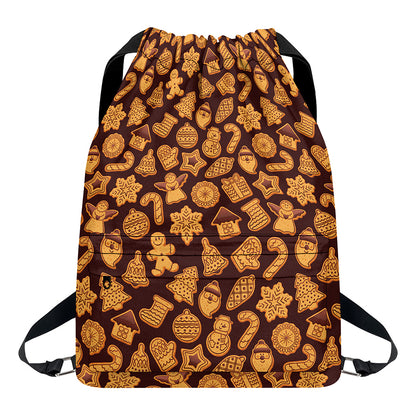 Christmas Cookies Pattern Print Drawstring Backpack