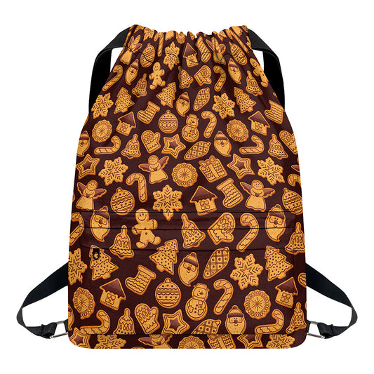 Christmas Cookies Pattern Print Drawstring Backpack