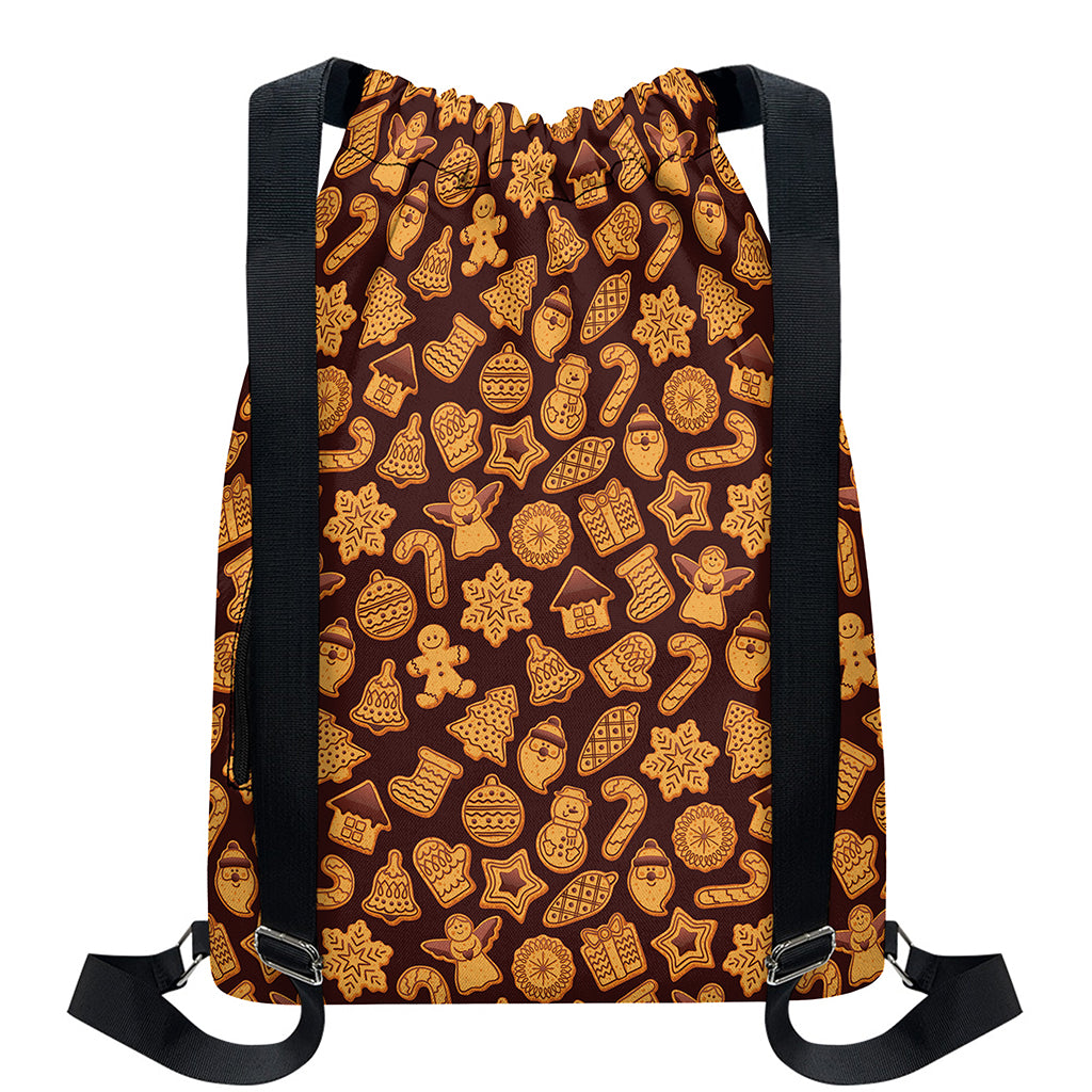 Christmas Cookies Pattern Print Drawstring Backpack