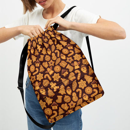 Christmas Cookies Pattern Print Drawstring Backpack