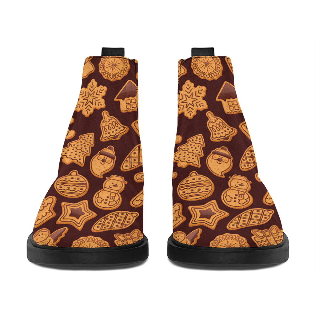 Christmas Cookies Pattern Print Flat Ankle Boots