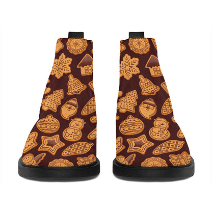 Christmas Cookies Pattern Print Flat Ankle Boots