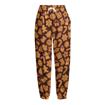 Christmas Cookies Pattern Print Fleece Lined Knit Pants
