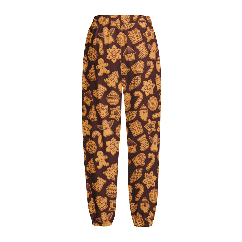 Christmas Cookies Pattern Print Fleece Lined Knit Pants