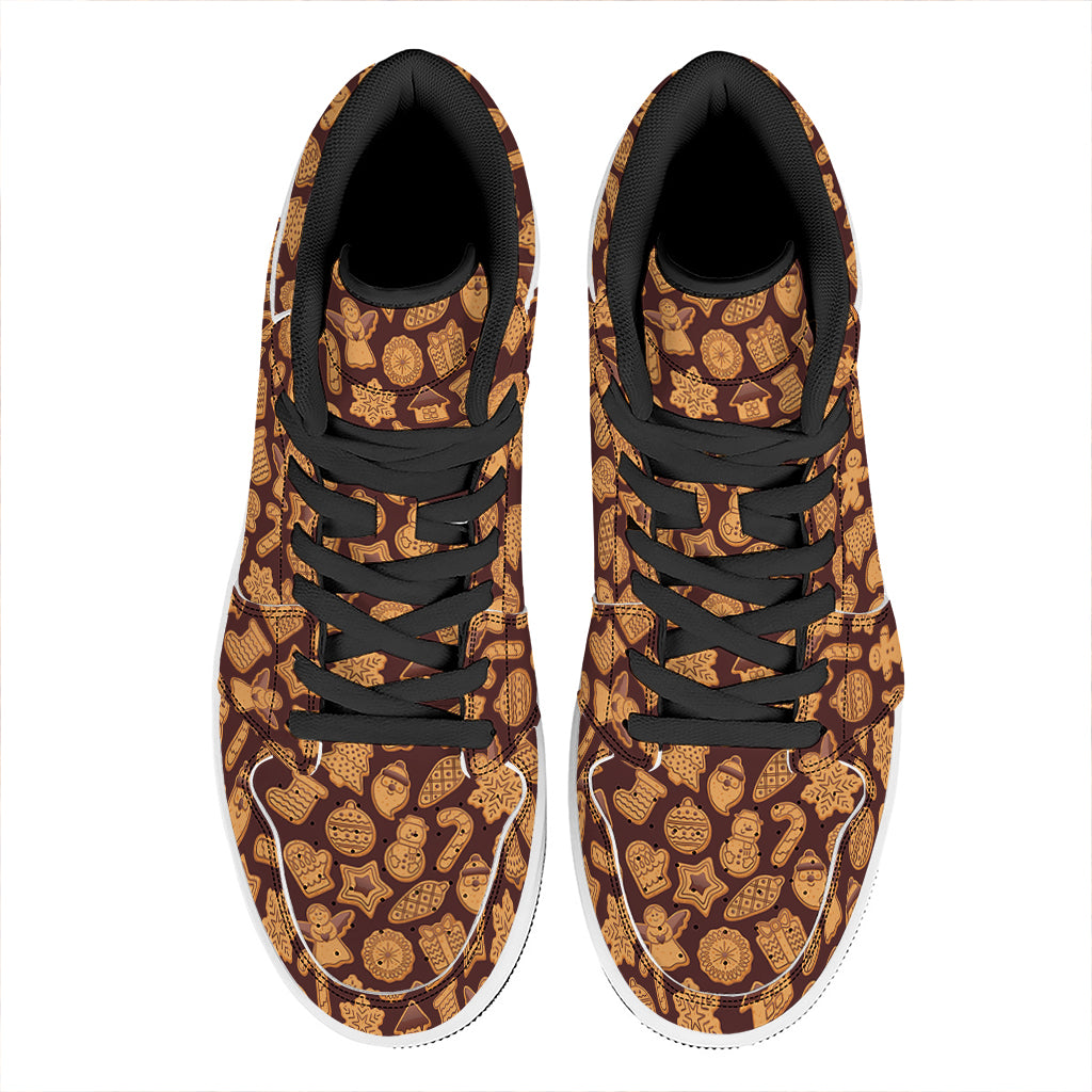 Christmas Cookies Pattern Print High Top Leather Sneakers