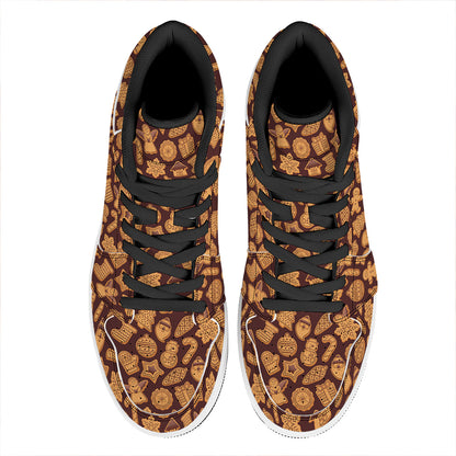 Christmas Cookies Pattern Print High Top Leather Sneakers