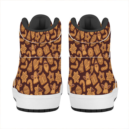 Christmas Cookies Pattern Print High Top Leather Sneakers