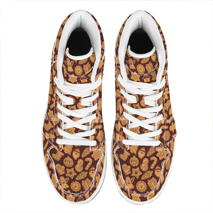 Christmas Cookies Pattern Print High Top Leather Sneakers