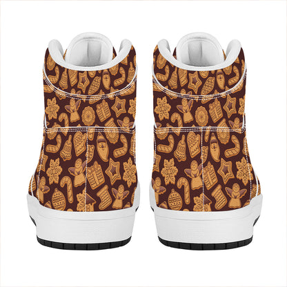 Christmas Cookies Pattern Print High Top Leather Sneakers