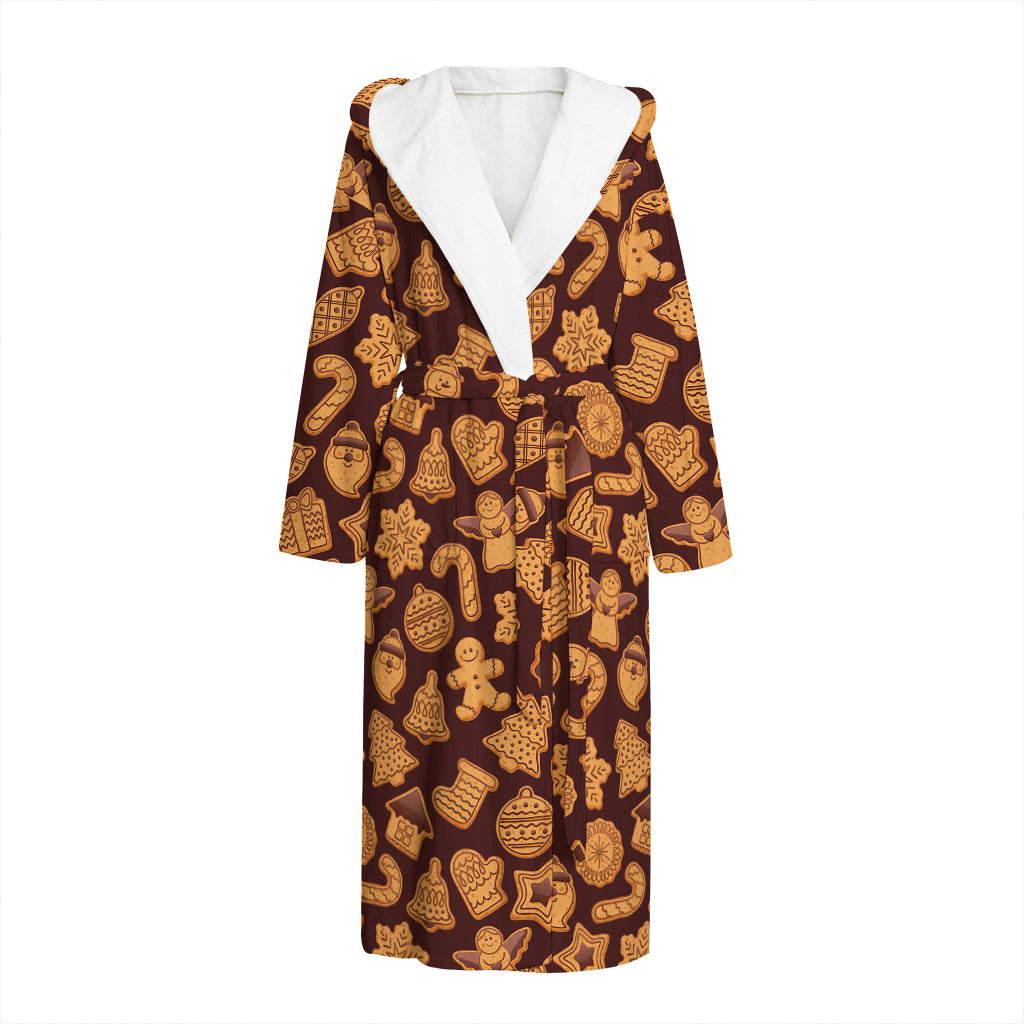 Christmas Cookies Pattern Print Hooded Bathrobe