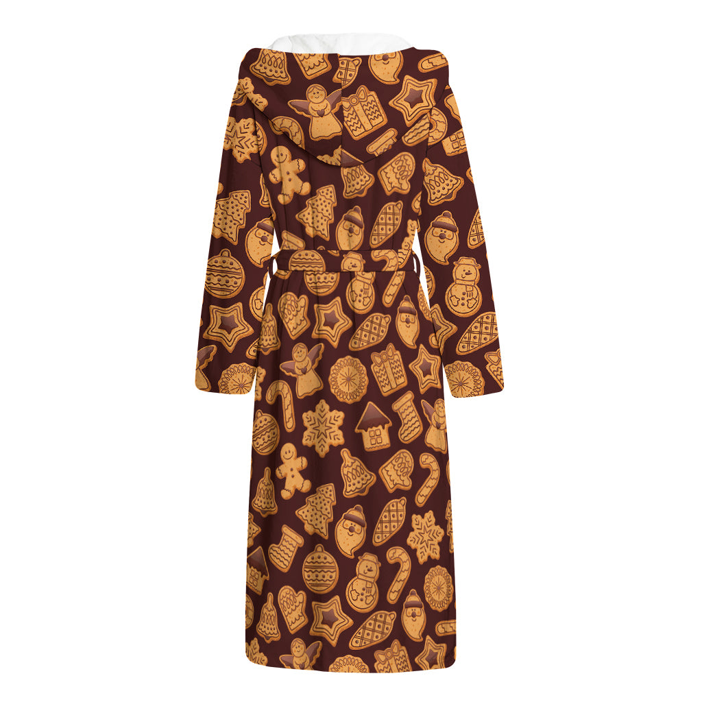 Christmas Cookies Pattern Print Hooded Bathrobe
