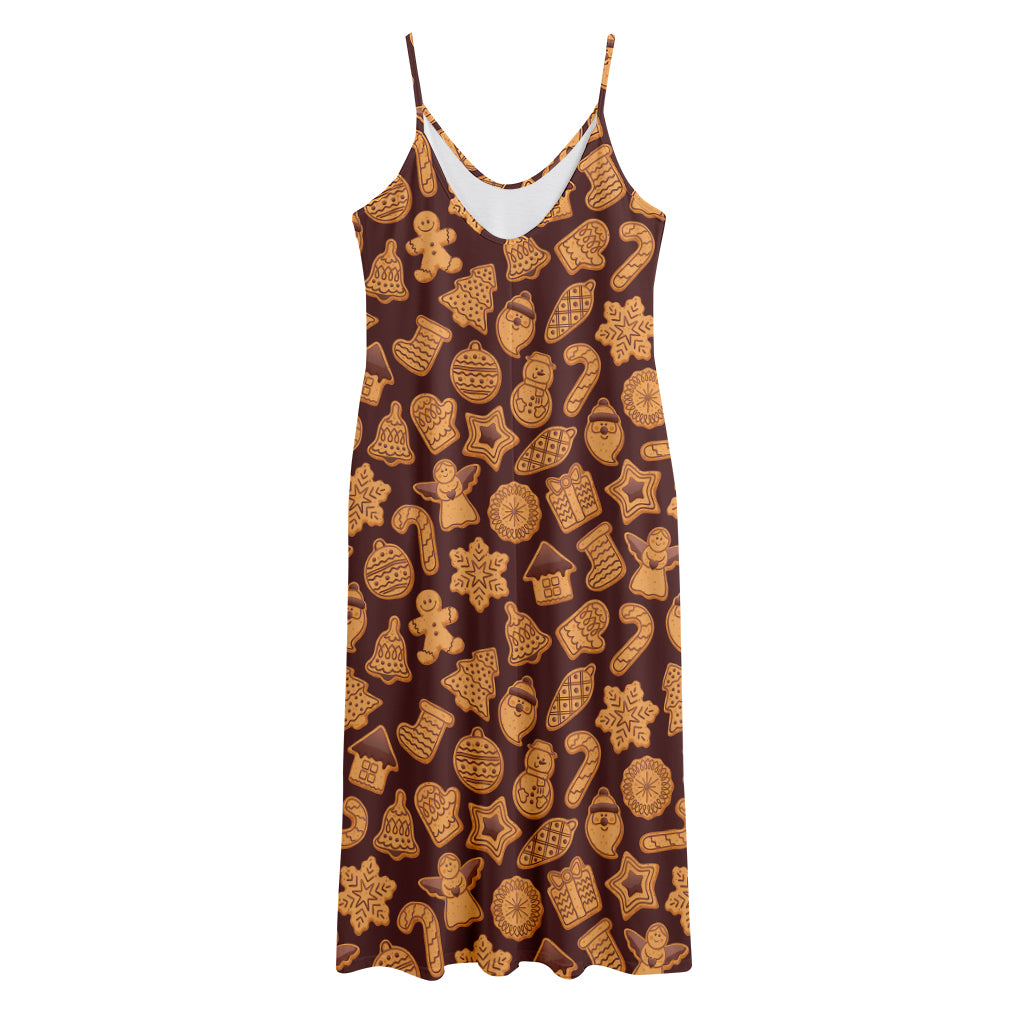 Christmas Cookies Pattern Print Jersey Midi Cami Dress