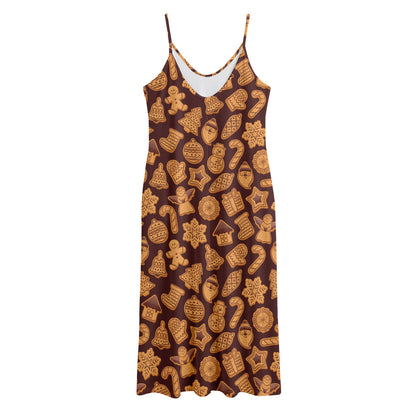 Christmas Cookies Pattern Print Jersey Midi Cami Dress