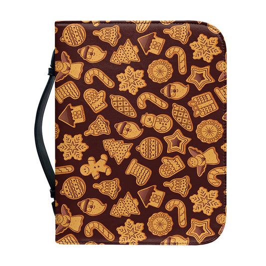 Christmas Cookies Pattern Print Leather Bible Cover