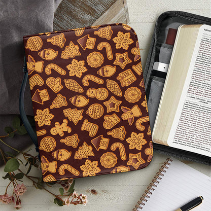 Christmas Cookies Pattern Print Leather Bible Cover