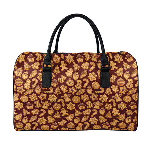 Christmas Cookies Pattern Print Leather Duffle Bag